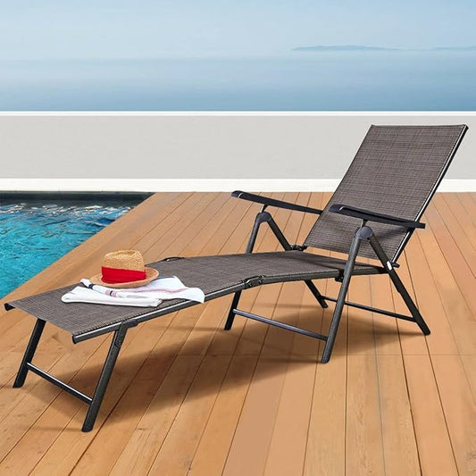 COSTWAY 2PCS Pool Chaise Lounge Chair Recliner Outdoor Patio Furniture Adjustable New