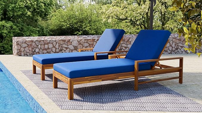 Polibi Acacia Wood Outdoor Lounge Chair with 3-Position Adjustable Backrest - Photo 7