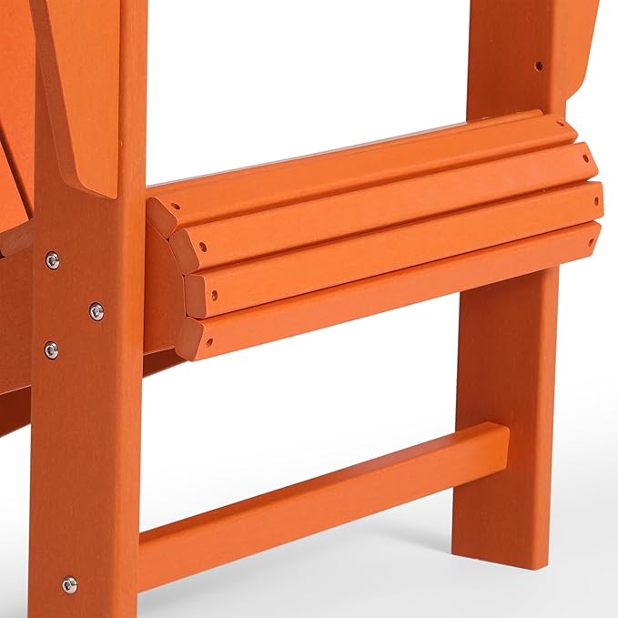 Costaelm Lakeview Outdoor Patio HDPE Adirondack Chair with Cup Holder, Orange