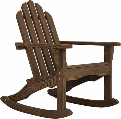 Amish Casual Outdoor Adirondack Rocking Chair in Dark Walnut Stain - Amish Made in The USA from Treated Pine Wood