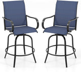 Tangkula Outdoor Swivel Bar Stools Set of 2, Bar Height Tall Patio Chairs with Armrests & High Back - Photo 1