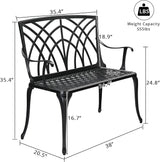 Outdoor Garden Bench, 38" Outdoor Aluminum Garden Bench, Waterproof Patio Bench, Metal Steel Bench - Photo 3