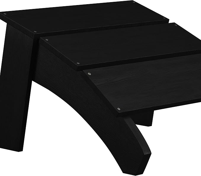 Flash Furniture Sawyer Indoor/Outdoor Commercial Grade Adirondack Ottoman - Black All-Weather Adirondack Style Footrest