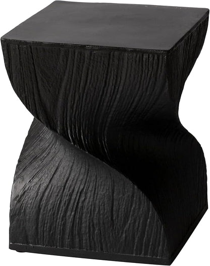 LeisureMod Modern Square Side Table, Accent End Table for Home, Outdoor Patio, Living Room Sofa, Night Stand, Weather-Resistant, Onyx Series in Black