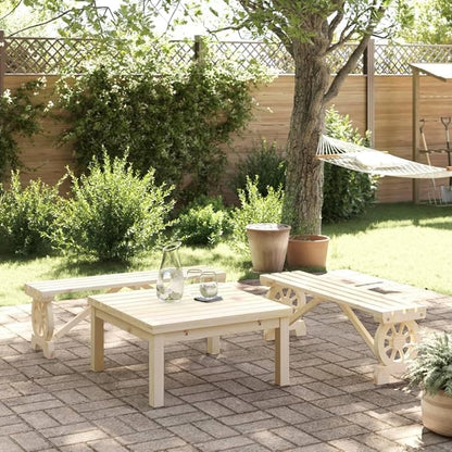 Garden Bench Set of 2 Brown Solid Fir Wood Standard Seats 2 Patio Seating Patio Chair for Backyard Poolside