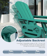Adjustable Adirondack Chair with Retractable Ottoman Set of 2, HDPE Folding Adirondack Chair with Cup Holder - Photo 5