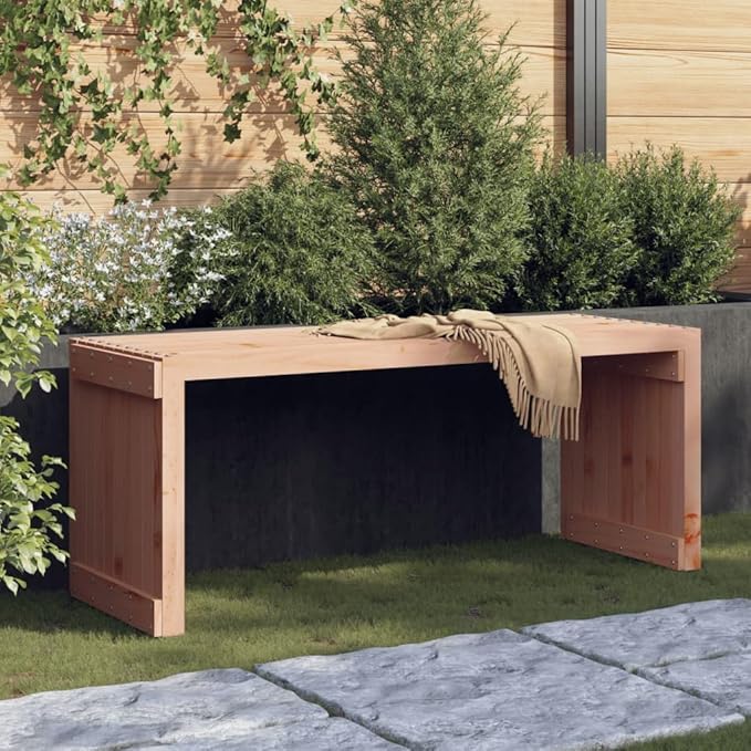 Extendable Garden Bench Solid Douglas Fir Wood Adjustable Length Outdoor Seating for Patio Terrace Natural Brown Finish Weather Resistant Durable