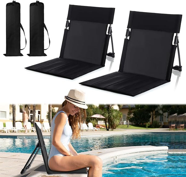 2 Pack Foldable Seat for Poolside Chairs, Portable Outdoor Poolside Chairs for Edge of Pool, Beach Chair - Photo 1