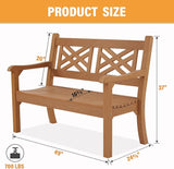 Psilvam 49''W All-Weather Poly Lumber Outdoor Bench – 2- Person Garden Bench with Decorative Backrest & Curved Armrests - Photo 3
