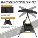 AECOJOY Outdoor Porch Swing, 3-Seat Porch Swing with Adjustable Canopy - Photo 3