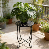 Outdoor Side Tables 2 Pack, 15" Height Tool-Free Metal Patio End Table with Monstera Pattern - Photo 7