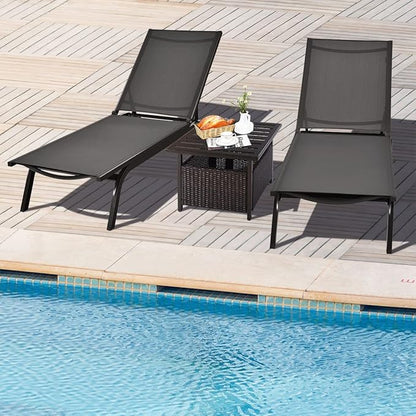 Nightcore Rattan Umbrella Side Table, Bistro Wicker Table with Storage Slot, Patio Umbrella Side Table Stand with 1.57" Umbrella Hole, Outdoor Leisure Coffee Table for Garden, Poolside, Deck