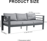 3-Seater All-Weather Iron Patio Sofa with Cushions - Heavy-Duty Metal Outdoor Sectional Couch for Garden - Photo 3