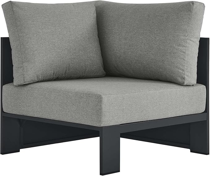 Modway Tahoe Aluminum Outdoor Sectional Corner Chair Gray with Weather-Resistant Cushions - Photo 3