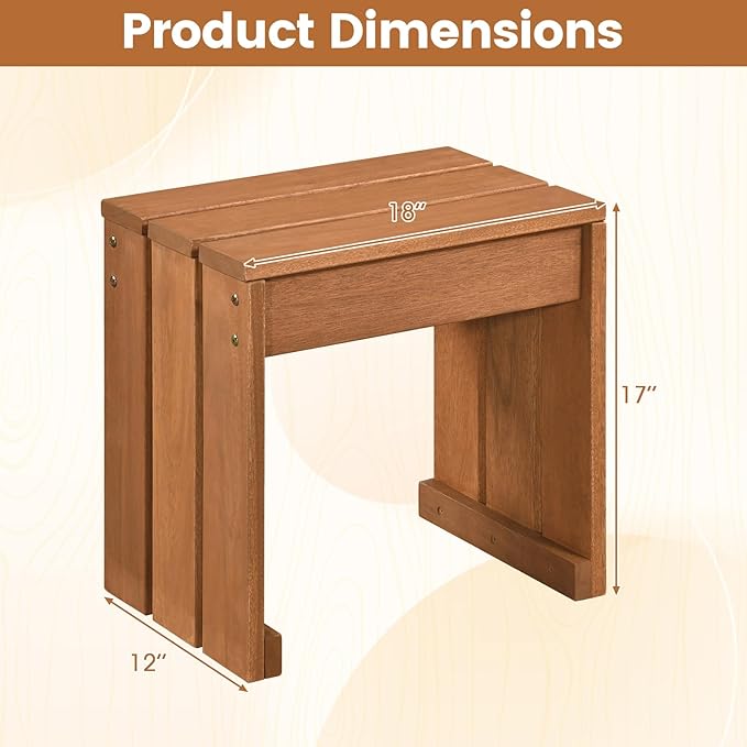 Tangkula Small Wood Outdoor Bench Set of 2, Patio Backless Bench with Solid Wooden Frame, Compact Side Table & Plant Stand with 242 LBS Weight Capacity, Bench for Backyard, Porch, Entryway, Garden