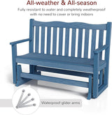 Stoog Outdoor Gliders Set of 2, All-Weather HIPS Glider Bench for Porch, Never Fade or Rot, Blue - Photo 4