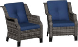 Patio Wicker Chairs Set of 2, Outdoor PE Conversation Bistro Chair Set with Cushions for Garden, Backyard - Photo 7
