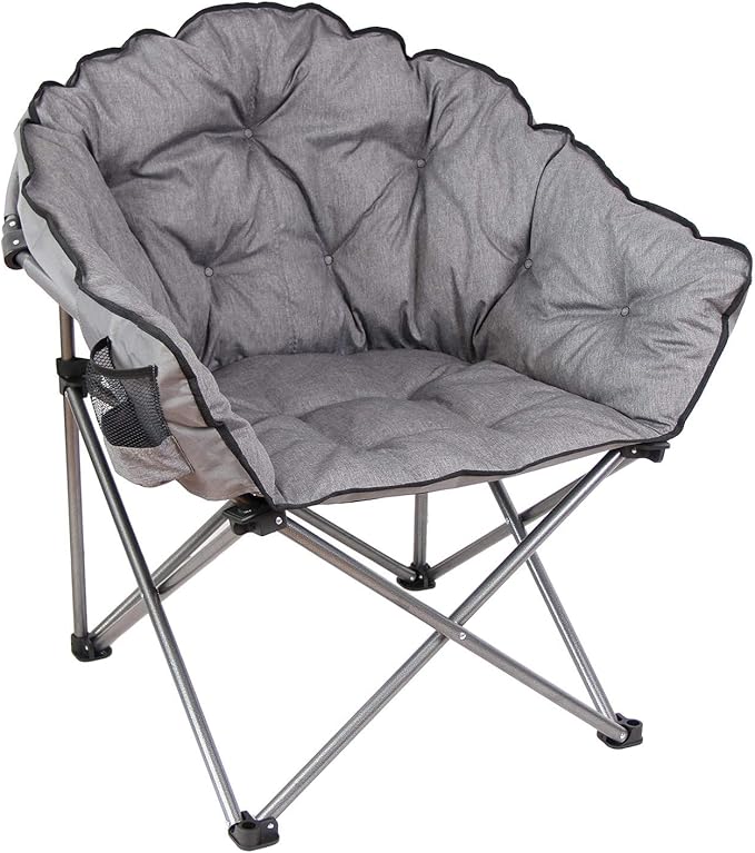 MacSports C932S-129 Padded Cushion Outdoor Folding Lounge Patio Club Chair, Gray - Photo 1