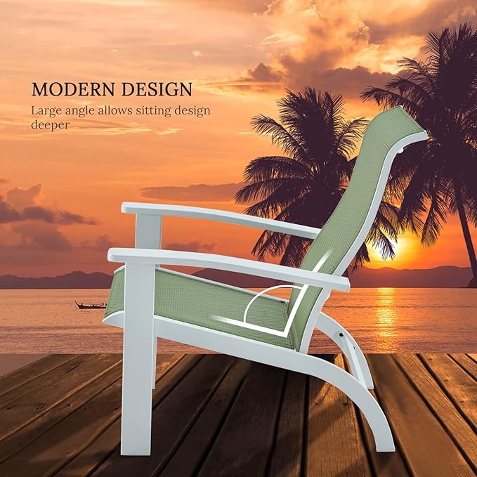 VICLLAX Outdoor Adirondack Chair Set of 2, Patio Chair for Lawn Garden, All Weather Outdoor Lounge Chair, Green