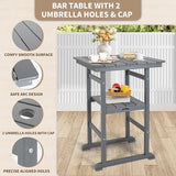 FUNBERRY Outdoor Bar Set with Umbrella Holes, Tall Adirondack Chairs and Table - Photo 3