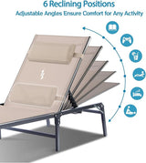 Foldable Chaise Lounge Chair with Cup Holder - Photo 4
