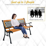 Cast Iron Patio Bench Outdoor - 49.5" Garden Bench for 3 Adults - Black Metal Bench with Wood Seat - Heavy Duty 463 lbs - Photo 5