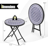 Tangkula Round Folding Side Table, 18 Inch Patio Coffee Table with Tempered Glass Tabletop and Metal Frame - Photo 3
