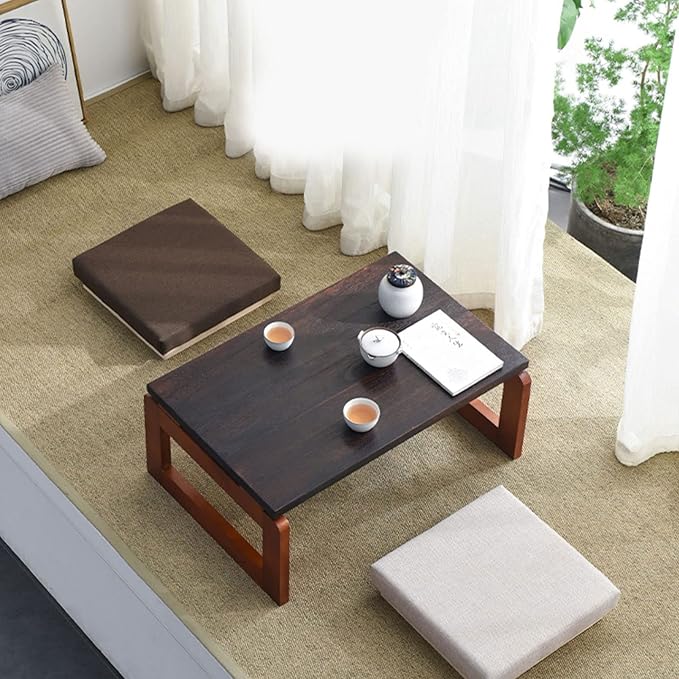 Folding Coffee Table Foldable Japanese Floor Table Low Table Meditation Table Low Tea Table for Sitting on The Floor for The Floating Window, Tatami, Tea Room, Balcony, Living Room, Outdoor