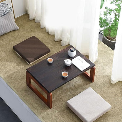Folding Coffee Table Foldable Japanese Floor Table Low Table Meditation Table Low Tea Table for Sitting on The Floor for The Floating Window, Tatami, Tea Room, Balcony, Living Room, Outdoor