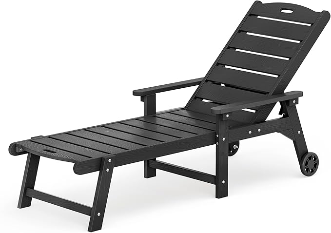 LUE BONA Outdoor Chaise Lounge, HDPS Chaise Lounger, 5 Positions Adjustable Lounge Chairs - Photo 3