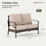 Patio Furniture Sofa, Love-Seat Patio Sofa Steel Frame Outdoor Sectional Couch with Deep Seating and 5.75” Cushions for - Photo 2