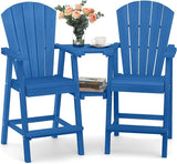 Ciokea Tall Adirondack Chairs Set of 2, HDPE Outdoor High Back Adirondack Chair with Double Connecting Tray - Photo 1