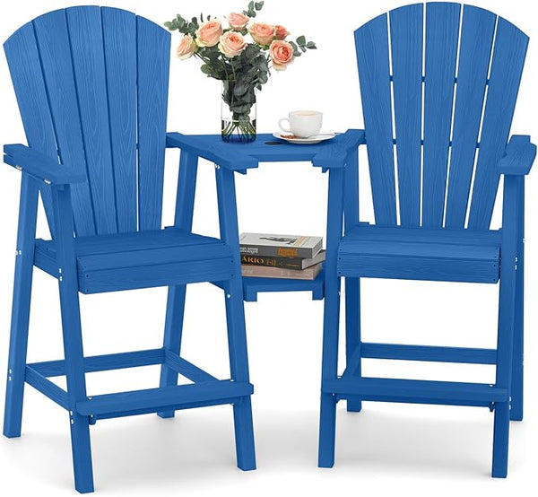 Ciokea Tall Adirondack Chairs Set of 2, HDPE Outdoor High Back Adirondack Chair with Double Connecting Tray - Photo 1
