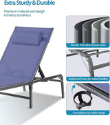 2 Pack Foldable Chaise Lounge Chair with Cup Holder - Photo 6