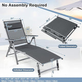 COSTWAY Folding Aluminum Lounge Chair, Outdoor Pool Lounger with 8-Position Adjustable Backrest & Ergonomic Headrest - Photo 2