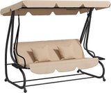 Outsunny 3-Seat Outdoor Patio Swing Chair, Converting Flatbed, Outdoor Swing Glider with Adjustable Canopy - Photo 1