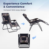 MAISON ARTS Oversized XXL Padded Zero Gravity Lawn Chairs Set of 2 Foldable Recliners Anti Gravity Lounge Chairs 30" - Photo 8