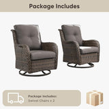 Belord Outdoor Swivel Chairs Set of 2, Patio Wicker Rocker Chairs, All Weather Patio Conversation Furniture Set - Photo 8