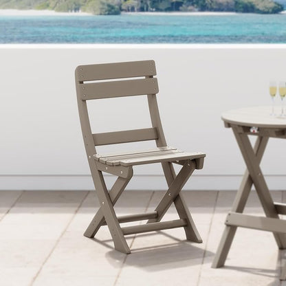 Costaelm Outdoor Patio Modern Folding Dining Chair, HDPE Armless Poly Lumber Plastic Outdoor Chairs Restaurant Bistro Dining Table Chair for Outside Porch Backyard Garden, Weathered Wood