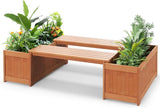 2 Pack Outdoor Planter Benches, 45 Gallon Outdoor Bench Wooden Raised Garden Bed with Planter Box - Photo 1