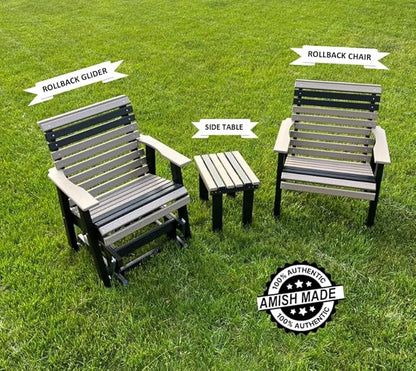 Poly Outdoor Side Table - Premium Quality | Affordable Price - Amish Handcrafted in The USA - 20-Year Warranty - All-Weather Resistant & Maintenance Free (Weathered Wood/Black)
