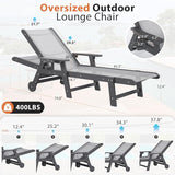 Outdoor Chaise Lounge Chair Set of 2, 5-Position Adjustable Pool Lounge Chair with Wheels & Cup Holder - Photo 3