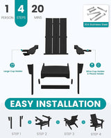 SERWALL Adirondack Chair with Dual Cup Holders, Folding Modern Adirondack Chair - Photo 5