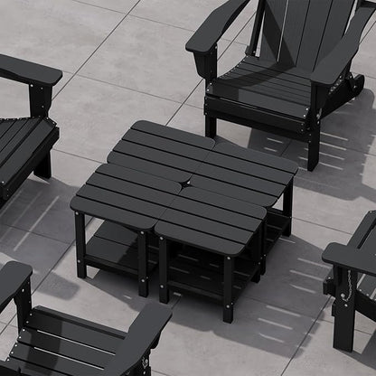 SERWALL Double Adirondack Side Set of 4, Table Rectangular End Table, Black