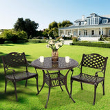 YUSING 3 Piece Outdoor Patio Bistro Set, 35" Bistro Dining Table and 2 Backyard Garden Chairs, Furniture Set for Kitchen - Photo 5