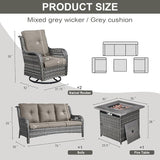Belord 4 Piece Patio Wicker Furniture Set, Outdoor Swivel Rocker Chairs - Photo 2