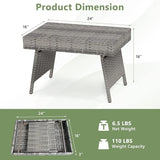 HAPPYGRILL Outdoor Wicker Table Folding Rattan Standing Coffee Side Table for Patio Lawn Bistro Poolside Garden - Photo 3