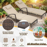 Outdoor Chaise Lounge Set of 2, 5-Position Adjustable PE Wicker Reclining Chairs with Wheels & 3.5" Cushions - Photo 7