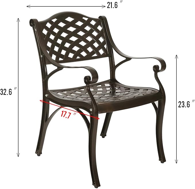 YUSING Outdoor Dining Chairs Set of 2, Cast Aluminum Metal Arm Chairs for Kitchen, Garden, Backyard - Photo 2