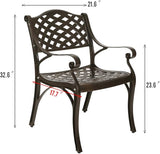 YUSING Outdoor Dining Chairs Set of 2, Cast Aluminum Metal Arm Chairs for Kitchen, Garden, Backyard - Photo 2